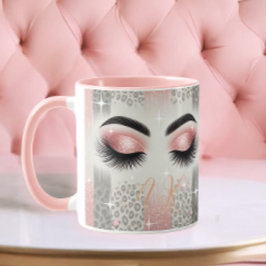 Caneca Cílios com Purpurina Rosa Monograma 