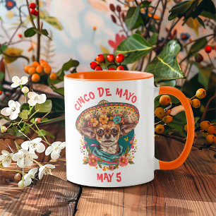 Caneca Cinco de Mayo Chihuahua Vestindo Sombrero & Serape