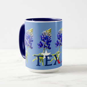 Caneca Cinco Flores Bluebonnet do Texas em Blue Mug