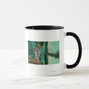 Caneca Cinco Rapids do dedo com o cavalo branco do navio