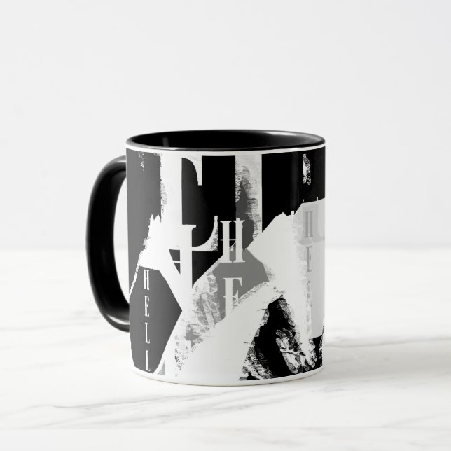 Caneca Cinza abstrato Black White (Frente Esquerda)