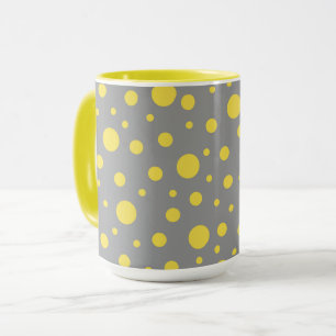 Caneca Cinza amarela padrão de Bolinhas