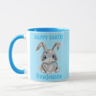 Caneca Cinza Bonita Páscoa Bunny Aqua
