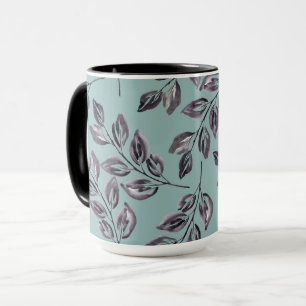 Caneca Cinza de aquarela, galhos pretos em tartaruga