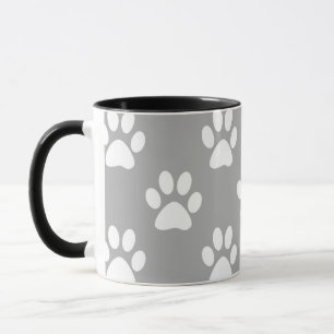 Caneca Cinza e estampas brancas