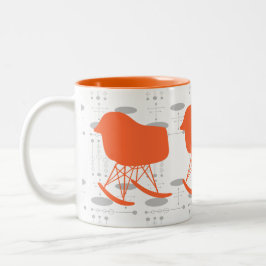 Caneca Cinza Laranja Do Século De médio Silhouette