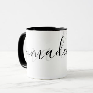 Caneca Cinza Moderna Chic Personalizada Elegante e preto