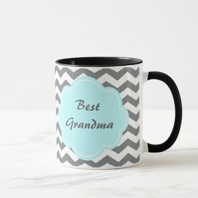 Caneca cinza moderna, melhor vovó de chevron branco (Direita)