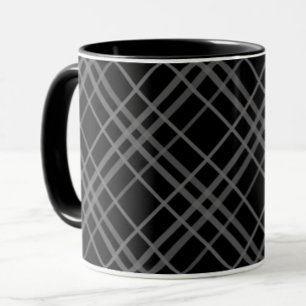Caneca Cinza No Design Do Padrão De Xadrez Do Tartan Pret