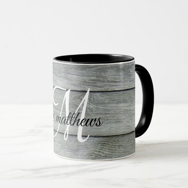 Caneca Cinza Personalizada Estilo Russo de Farmhouse Mode (Frente Esquerda)