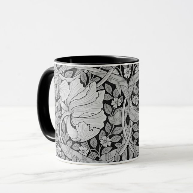 Caneca Cinza Pimpernel Monotone, William Morris (Frente Esquerda)