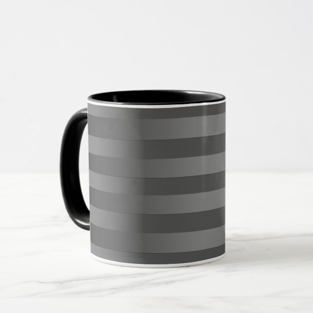 Caneca Cinza, riscado, gradiente, listras cinzas, simples (Frente Esquerda)