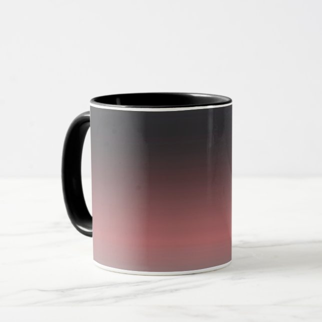 Caneca Cinza, rosa, gradiente preto, Ombre. (Frente Esquerda)
