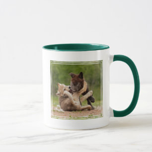 Caneca Cinza Wolf Pups em luta