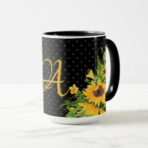 Caneca Cinzas Amarelas De Girassóis Monogramas