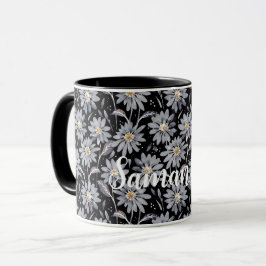 Caneca Cinzas de prata personalizáveis em preto