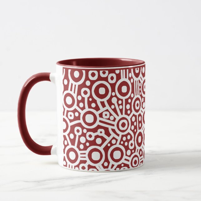 Caneca Circuito de alienígena - Branco em Maroon (Esquerda)