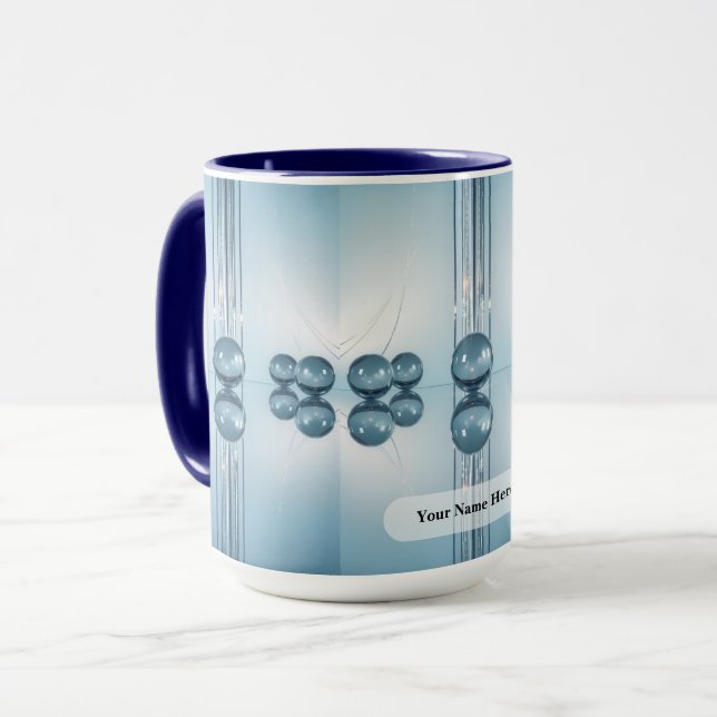 Caneca Círculo Azul Gelo Pálido Orbe Platina (Frente Esquerda)