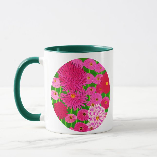 Caneca Círculo de Flores, Croquítemo Rosa Fuchsia (Esquerda)