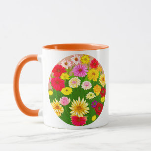 Caneca Círculo de Flores Selvagens, Vermelho e Amarelo