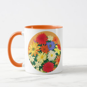 Caneca Círculo de Flores, Visitas Coloridas e Astras