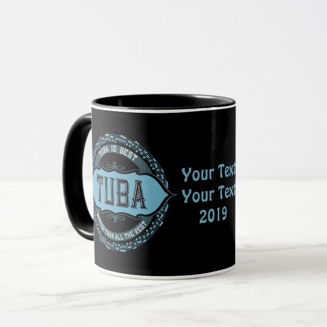 Caneca Círculo de Nota de Música Tuba (Frente Esquerda)