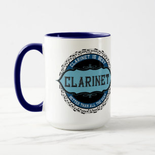 Caneca Círculo de Notas de Música Clarinet