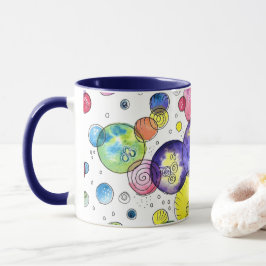 Caneca Círculos de Aquarela Coloridos Abstrato