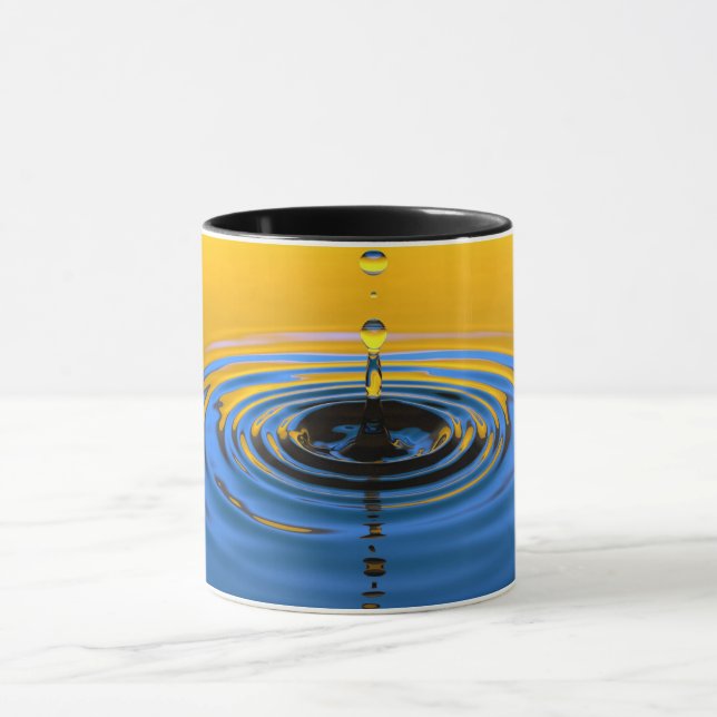 Caneca Círculos De Largura De Água Azul Laranja (Centro)