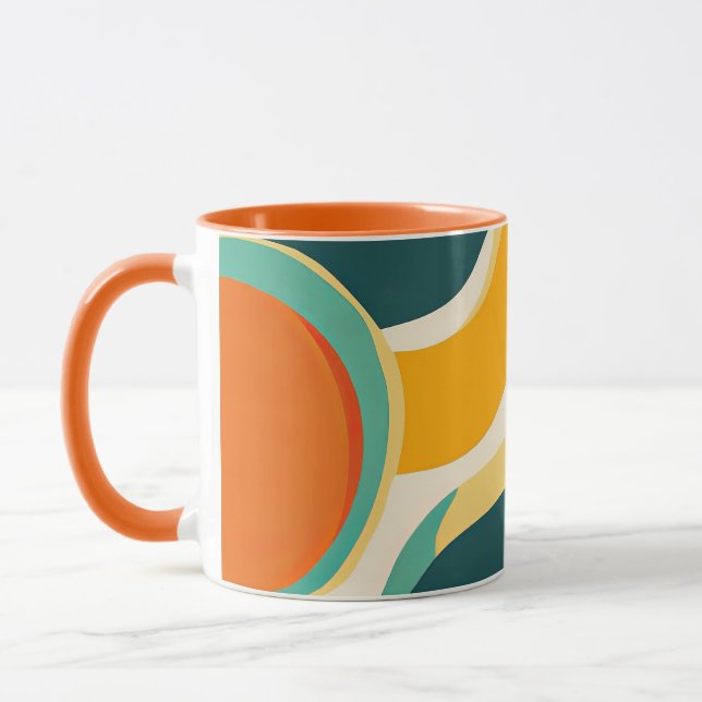 Caneca Círculos Laranja e Fluxos de Cor (Esquerda)