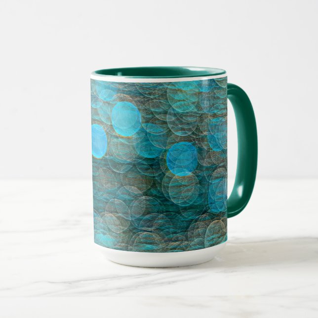 Caneca Círculos sólidos verdes e azuis (Frente Esquerda)