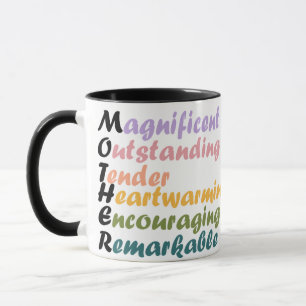Caneca Citação Acróstica Magnífica Mãe - melhor presente