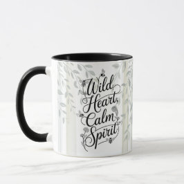 Caneca Citação Botânica Coração Selvagem Espírito Calmo d