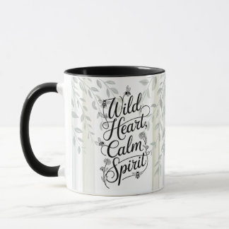Caneca Citação Botânica Coração Selvagem Espírito Calmo d