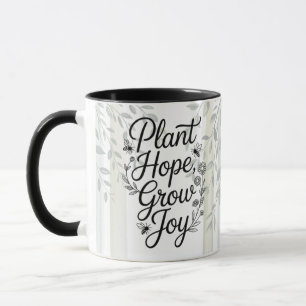 Caneca Citação Botânica Plant Hope Grow Joy