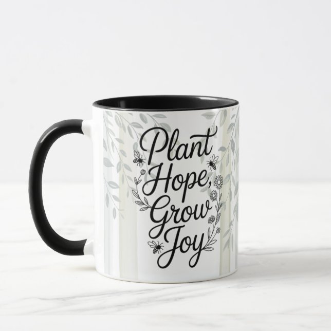 Caneca Citação Botânica Plant Hope Grow Joy (Esquerda)