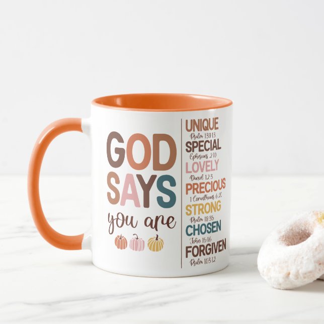 Caneca Citação Cristã de Ação de Graças (Com Donut)