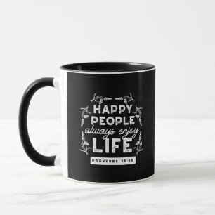 Caneca Citação Cristã Inspiradora de Provérbios 15:15