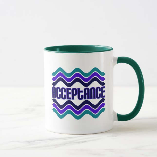 Caneca Citação de Aceitação no Gráfico Verde Roxo Azul (Direita)