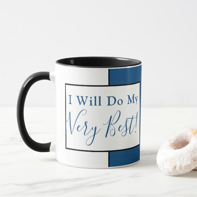 Caneca Citação de Afirmação Moderno Simples Fofo Azul Pre (Com Donut)
