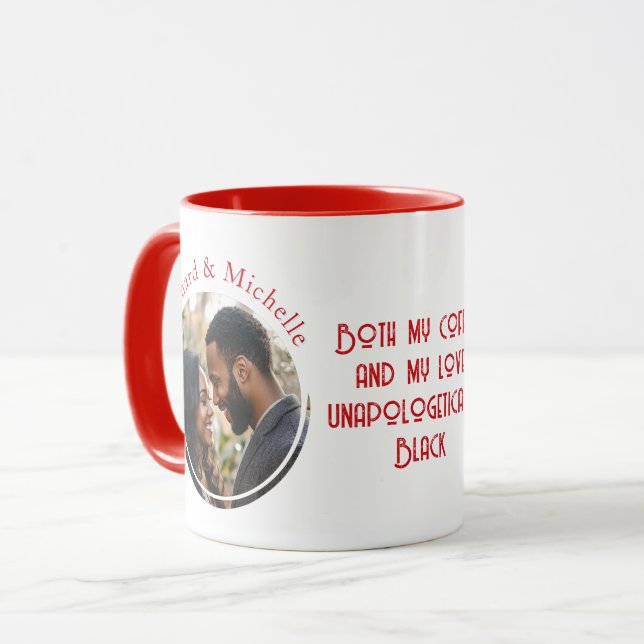 Caneca Citação de Amor Negro I personalizado Foto Vermelh (Frente Esquerda)