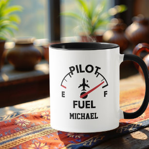 Caneca Citação de aviação engraçada combustível de piloto