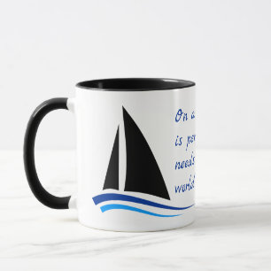 Caneca Citação de Barco à Vela, Vento e Bela