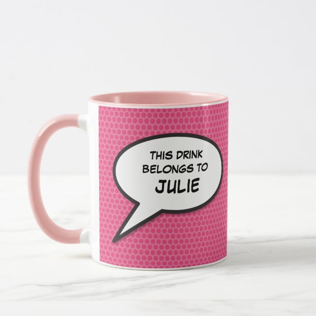 Caneca Citação de Bolhas Personalizadas de Voz Rosa (Esquerda)