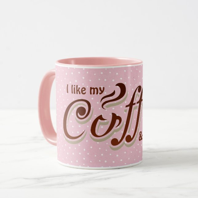 Caneca citação de café divertida no bolinhas (Frente Esquerda)