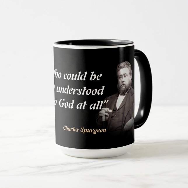 Caneca Citação de Charles Spurgeon Sobre Compreender Deus (Frente Esquerda)