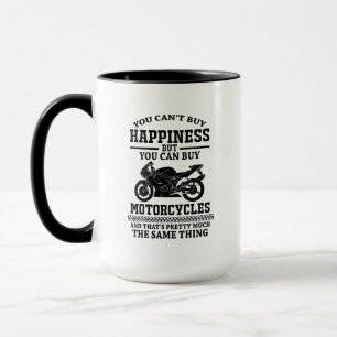 Caneca Citação de Humor de Moto Felicidade É Motocicleta 