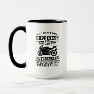 Caneca Citação de Humor de Moto Felicidade É Motocicleta
