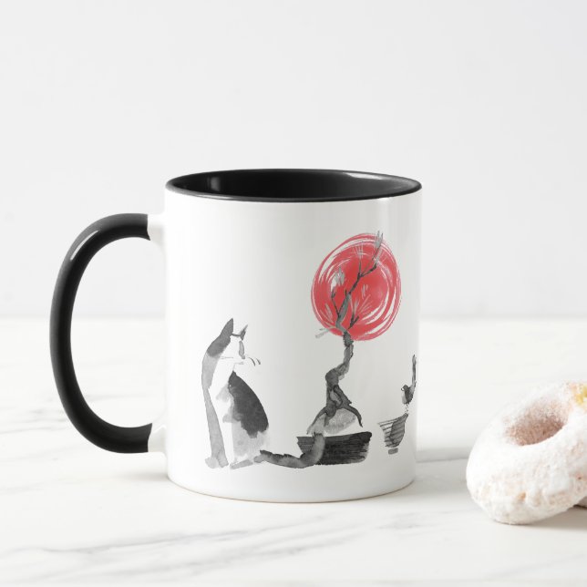 Caneca Citação de pássaros e Buda (Com Donut)