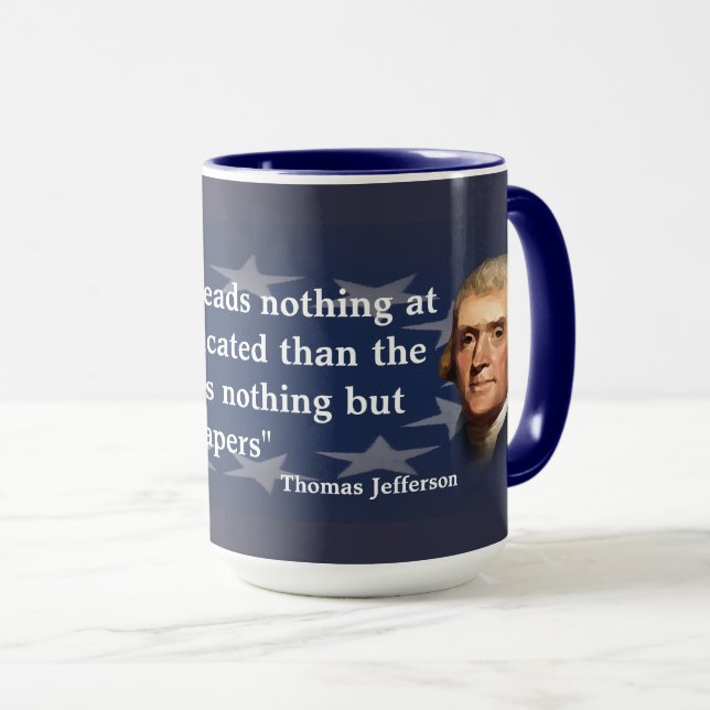 Caneca Citação de Thomas Jefferson sobre Jornais (Frente Esquerda)